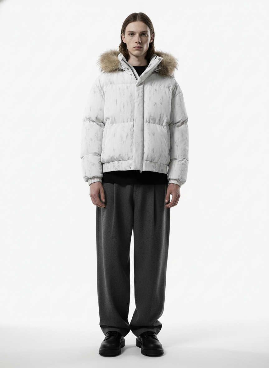 Vintage Fur Collar Hooded Cotton Jacket