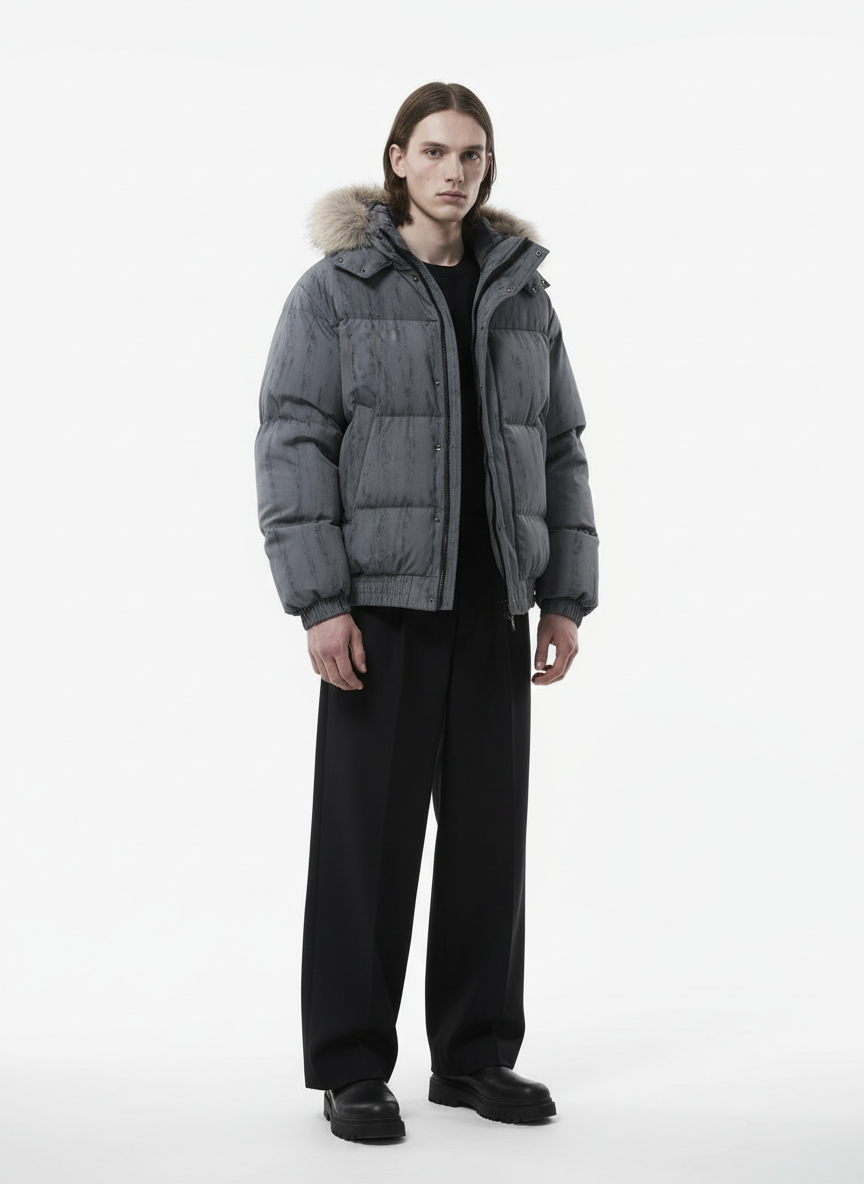 Vintage Fur Collar Hooded Cotton Jacket