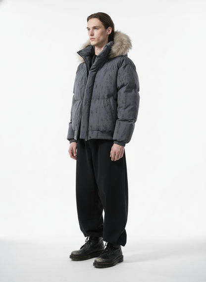 Vintage Fur Collar Hooded Cotton Jacket