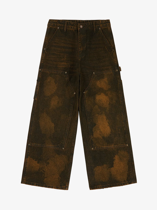 Vintage Mud-Dyed Wash Deconstructed Patchwork Jeans