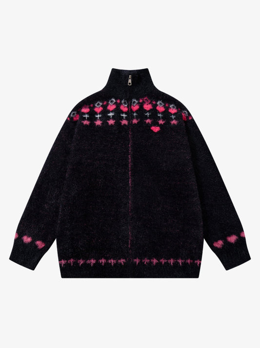 Cozy Pink Patterned Sweater for Women - Perfect for Casual and Festive Occasions