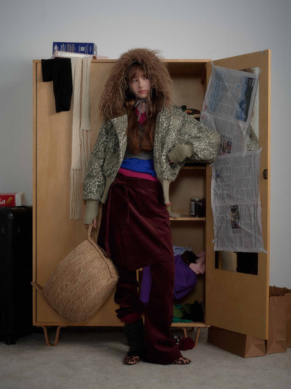 Winter-Ready Corduroy Jacket with Faux Fur Trim for Men