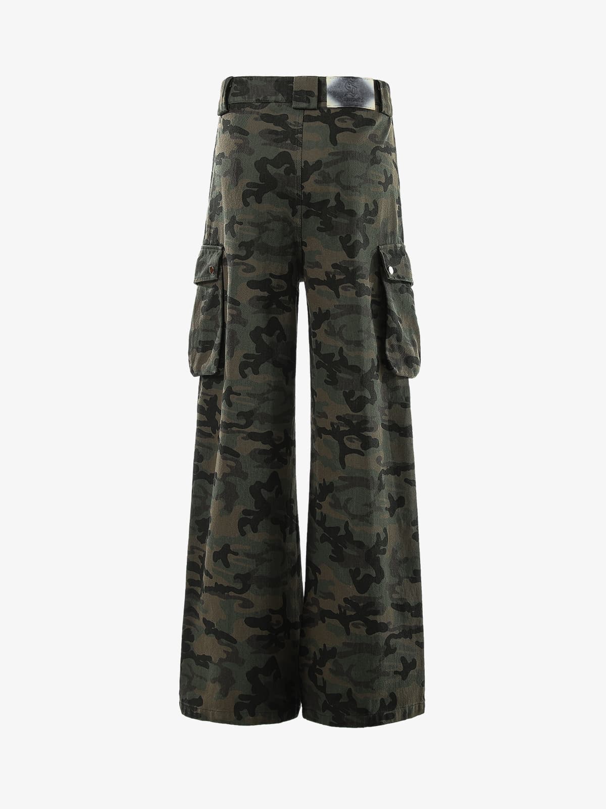 High-Waisted Wide-Leg Cargo Pants with Unique Pocket Design
