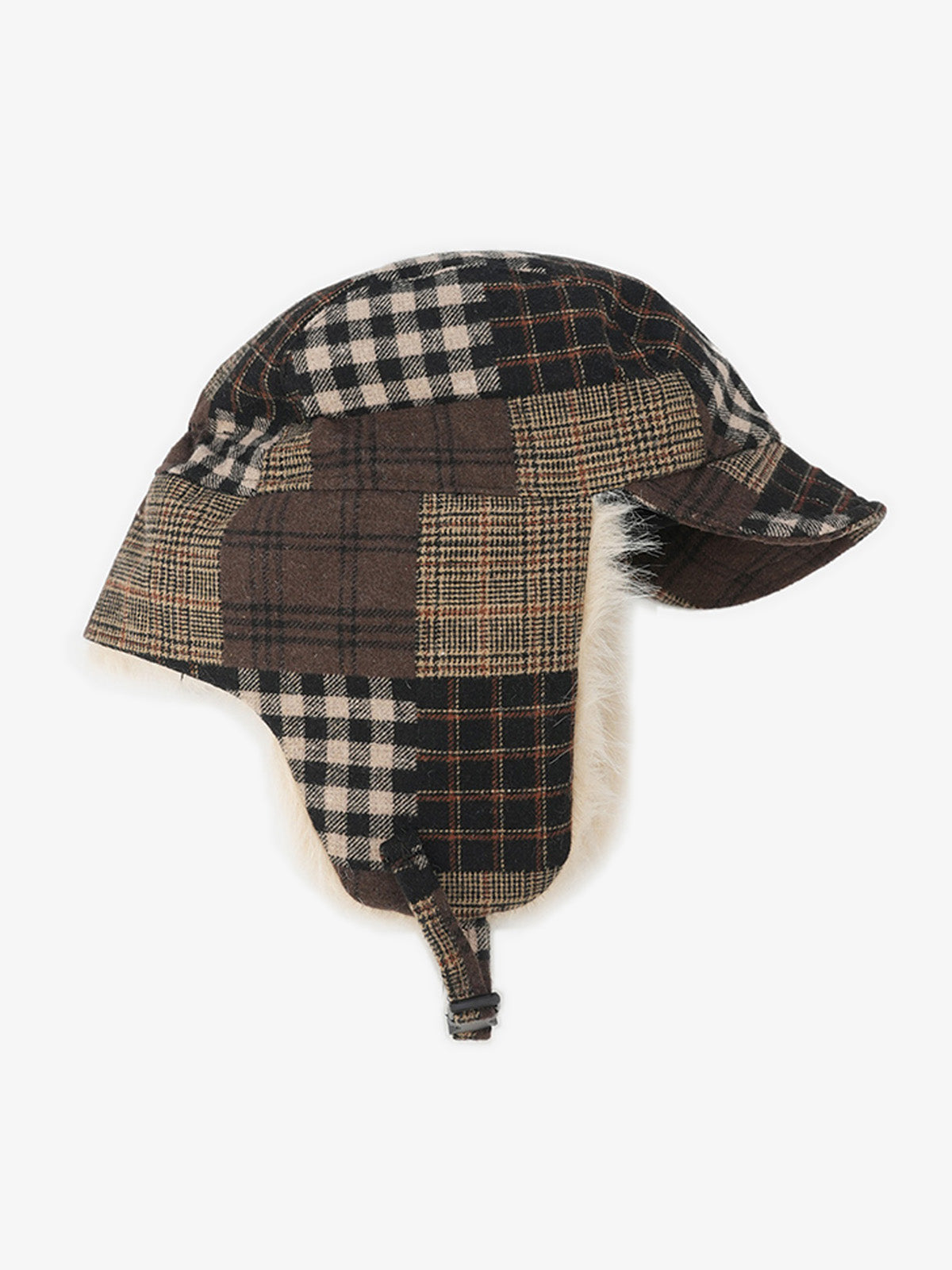 Winter Plaid Earflap Hat with Faux Fur Trim - Perfect for Cold Weather Protection