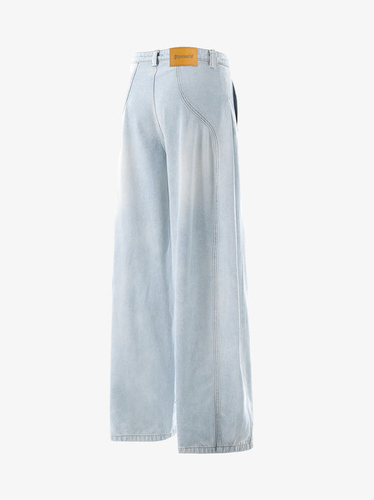 Wide-Leg Denim Trousers with Distressed Details for Everyday Style