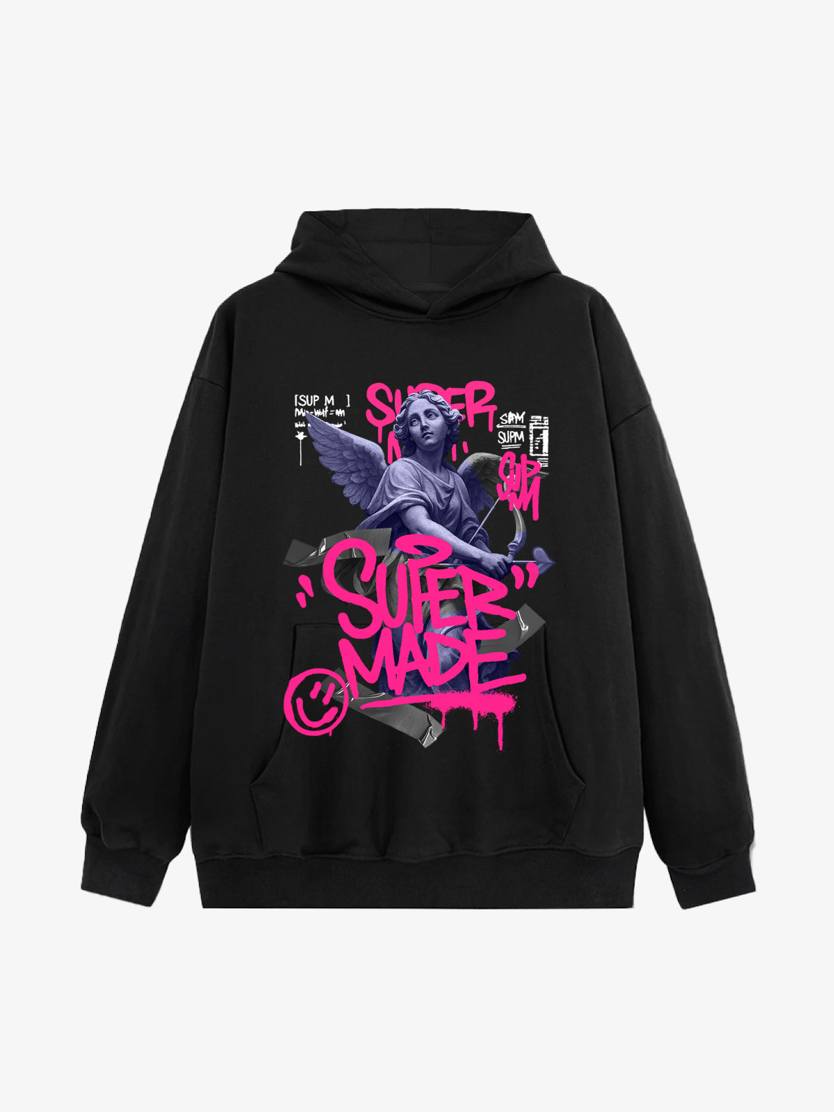 Graffiti Angel Print Hooded Sweatshirt