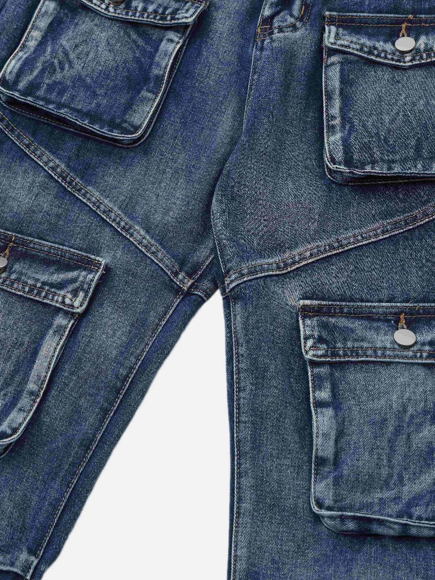 American Street Fashion Heavy Industry Washed Work Jeans