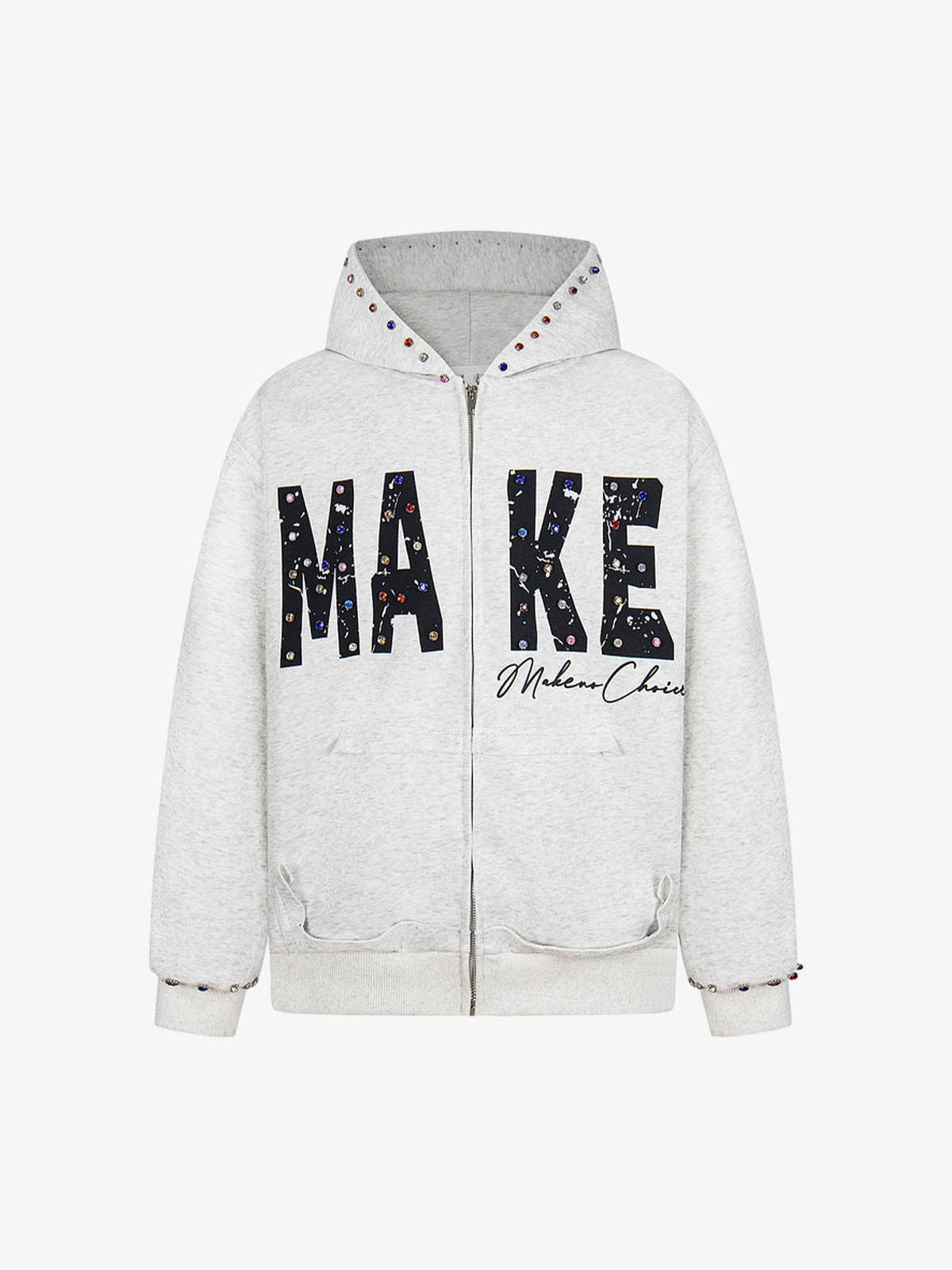 Stylish Black Hoodie with Colorful Studs for Casual Wear