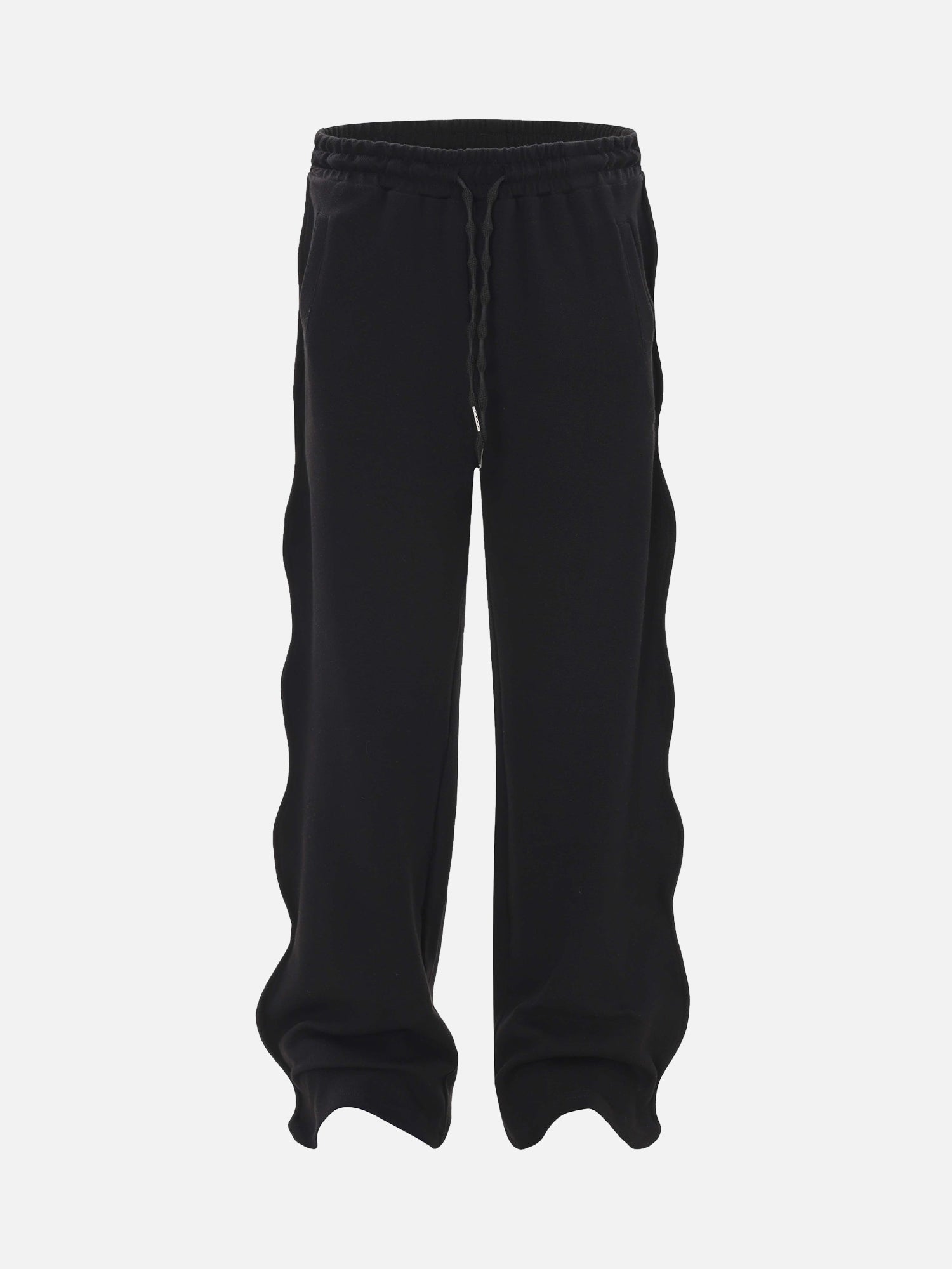 High Street Solid Color Simple Twisted Cuffed Casual Sweatpants