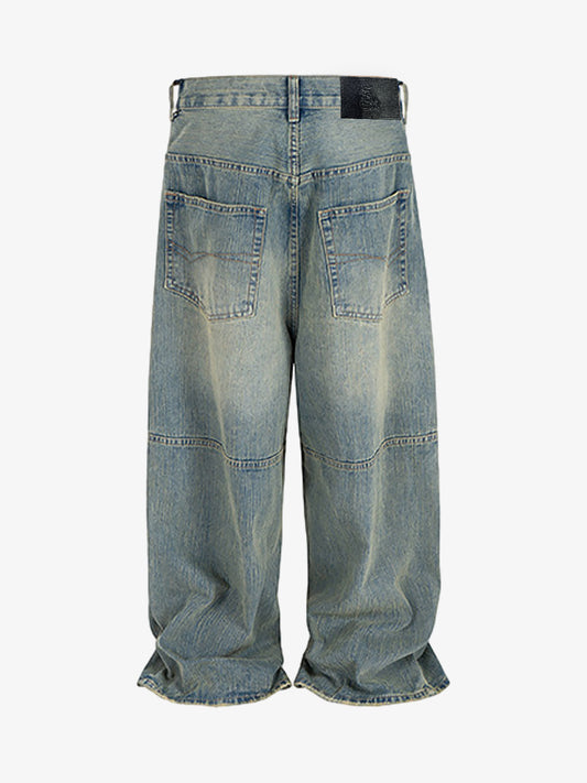 Wide-Leg Denim Trousers with Unique Tie Detail for Fashionable Comfort