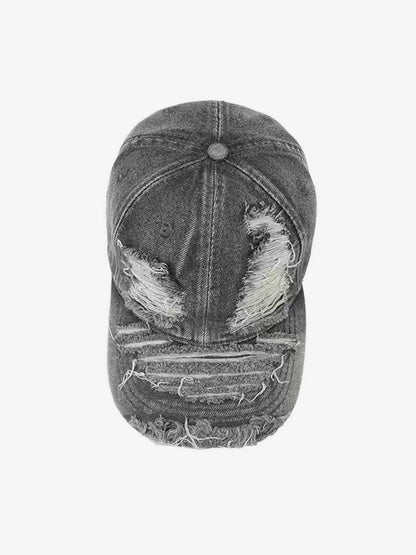 Distressed Denim Baseball Cap for Trendy Looks
