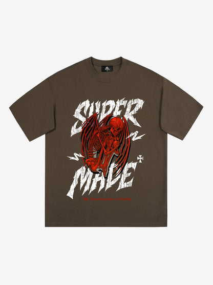 Original Street Angel and Devil Hatching Pattern T-shirt