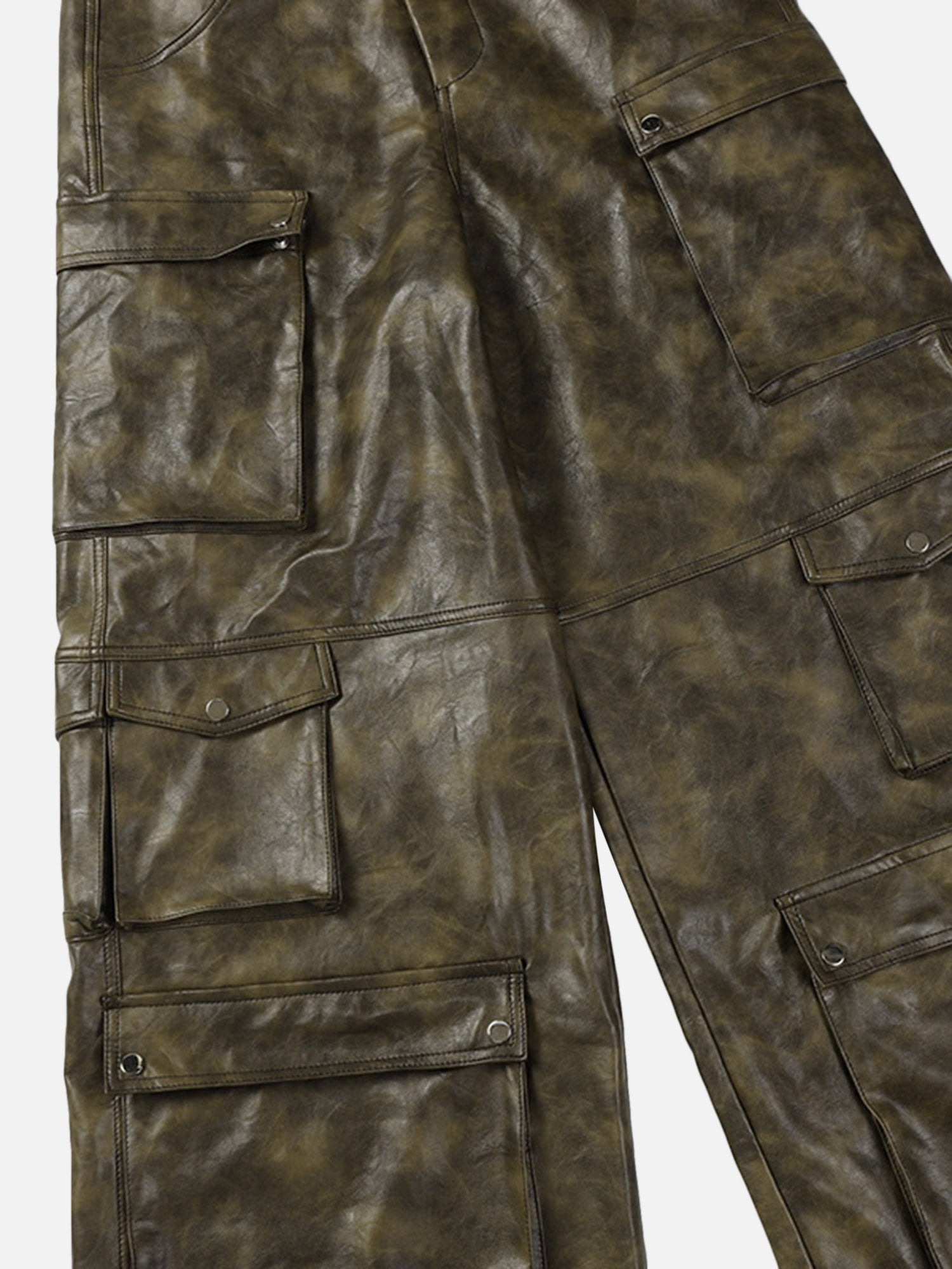 Thesupermade Hip-hop High Street Multi-pocket Leather Cargo Pants