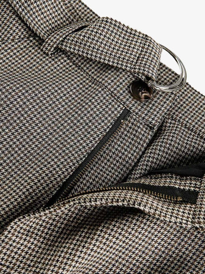 Belted Houndstooth Blazer Pants