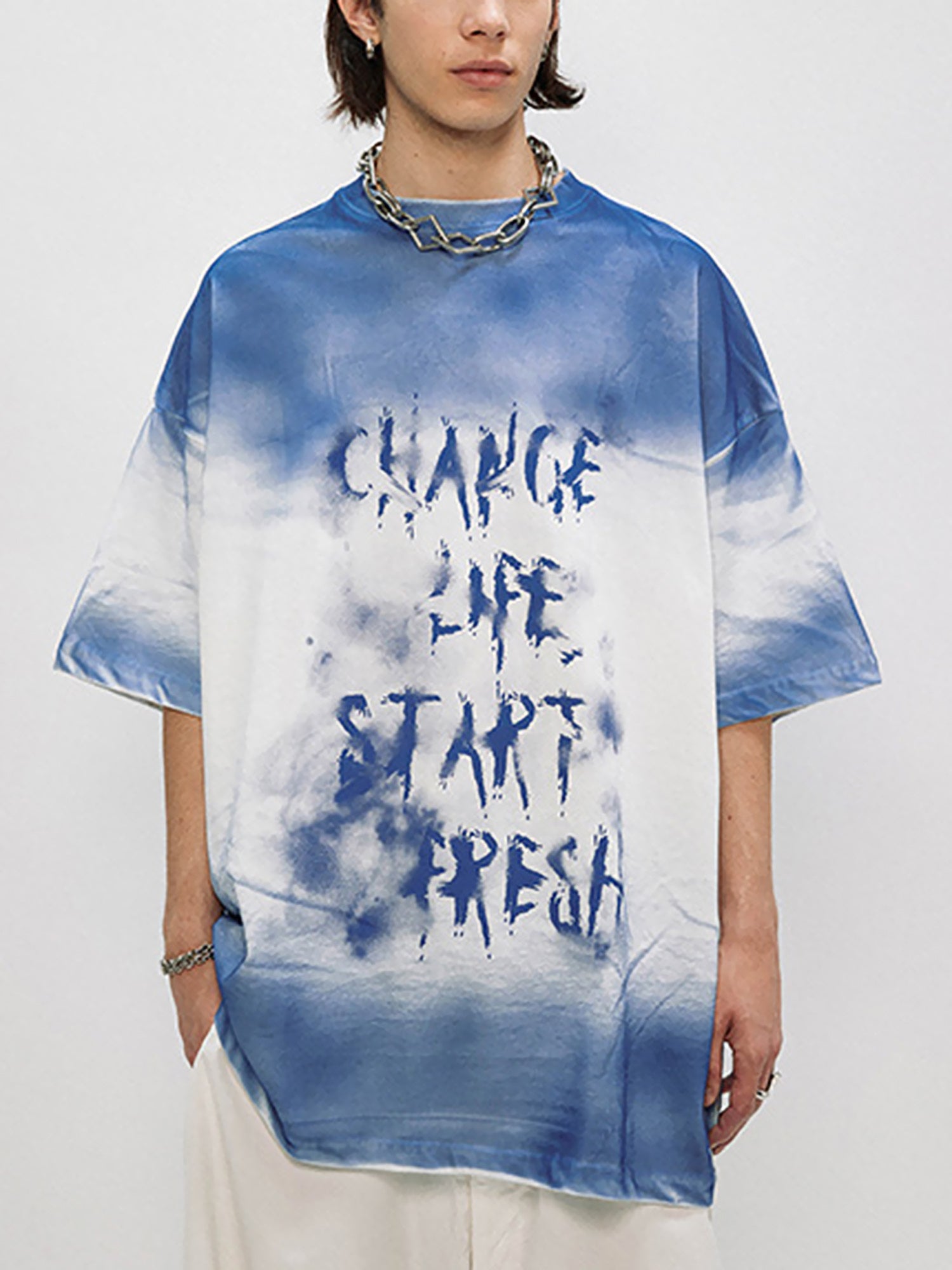 Thesupermade Street Handmade Gradient Spray Design Hip-hop T-shirt