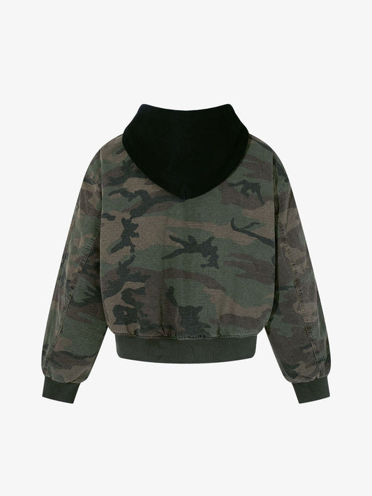Camouflage Bomber Jacket with Detachable Hood - Perfect for Casual and Outdoor Adventures