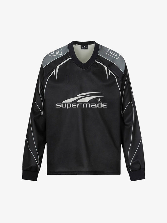 Sporty Long Sleeve Jersey with Bold Number Design for Active Enthusiasts