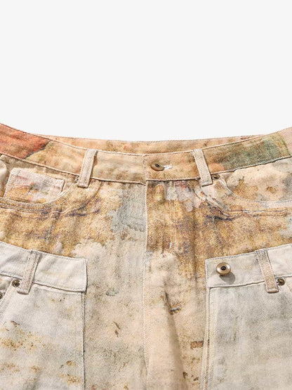 High-Waisted Wide-Leg Cargo Pants with Unique Pocket Design