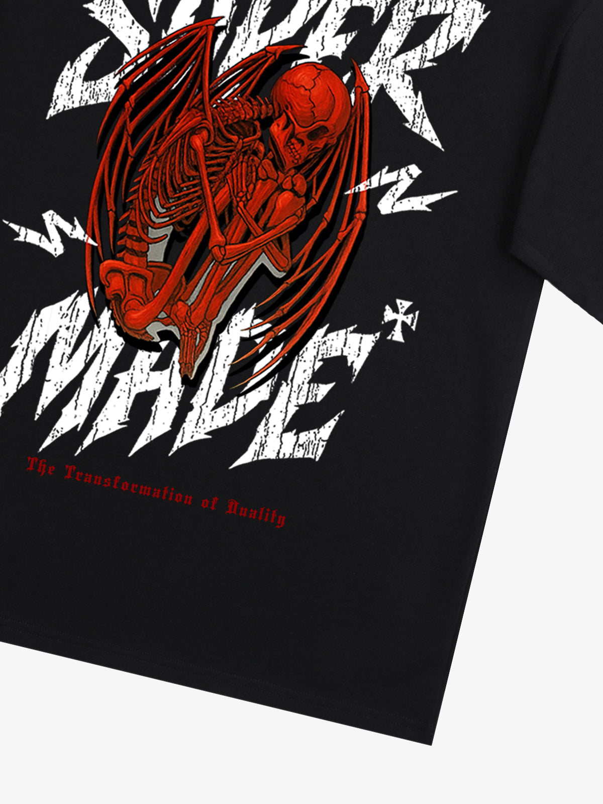 Street Angel and Devil Hatching Pattern T-shirt