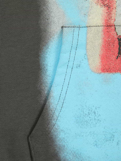 Vintage Blindfolded Angel Rhinestone Zip-Up Hoodie