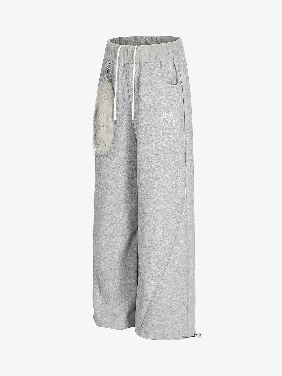 Stylish Wide-Leg Lounge Pants with Faux Fur Pom-Pom Detail