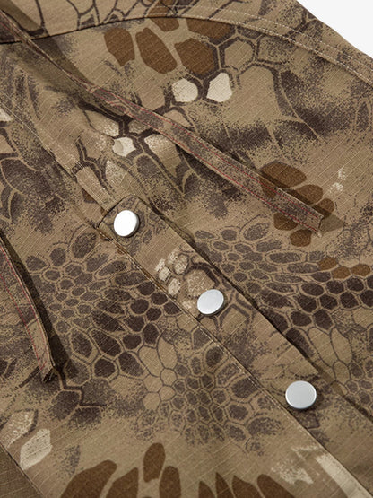 Camouflage Cargo Culottes with Adjustable Drawstring and Side Slits