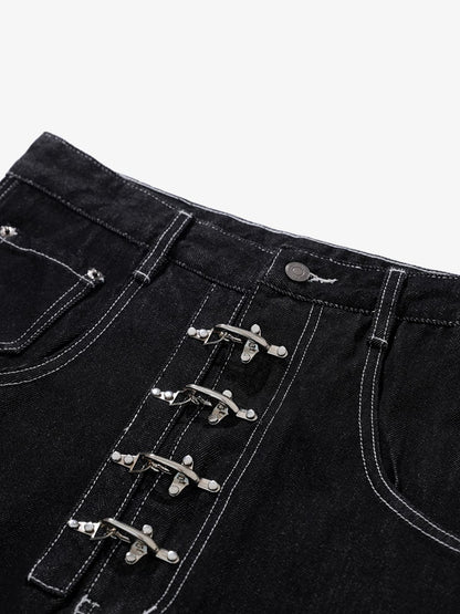 High-Waisted Wide-Leg Cargo Pants with Unique Pocket Design