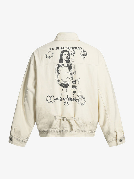 Street Hip-Hop Portrait Print Graphic Jacket