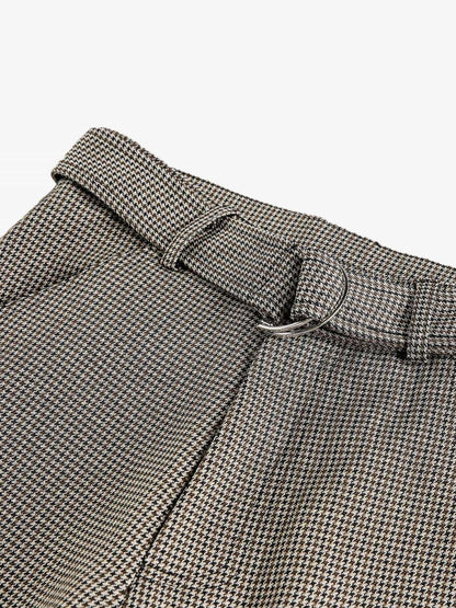 Belted Houndstooth Blazer Pants