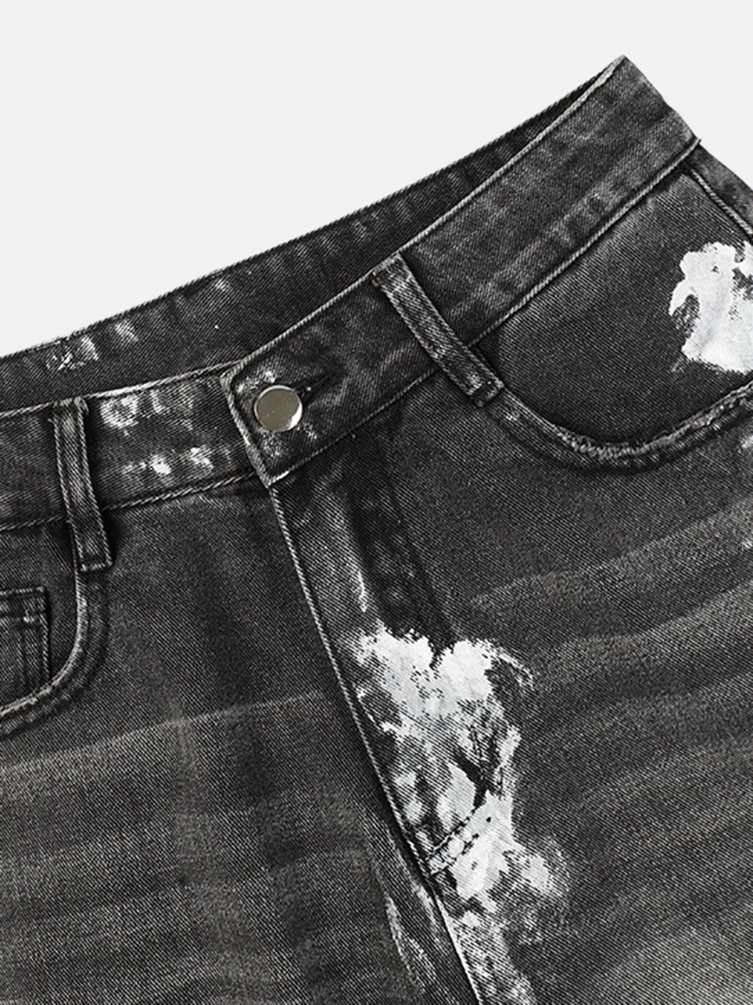 American Street Fashion Heavy Industry Washed Distressed Jeans