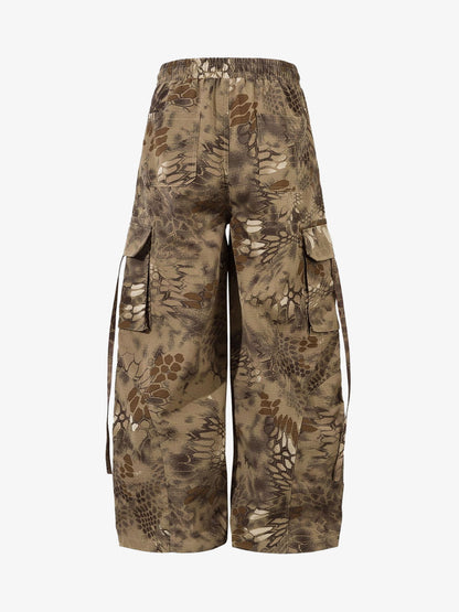 Camouflage Cargo Culottes with Adjustable Drawstring and Side Slits
