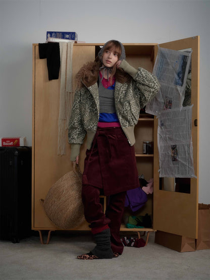 Winter-Ready Corduroy Jacket with Faux Fur Trim for Men