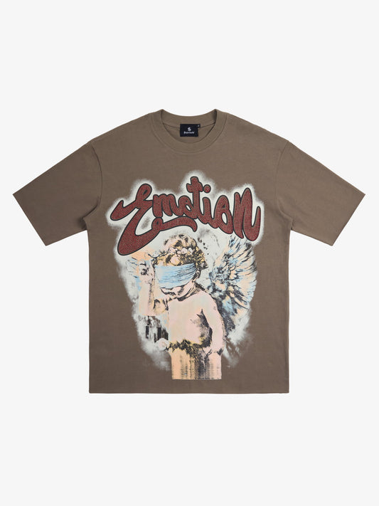 Retro Blindfold Angel Rhinestone Letter Graphic T-Shirt