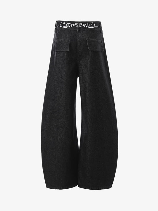 High-Waisted Wide-Leg Cargo Pants with Unique Pocket Design