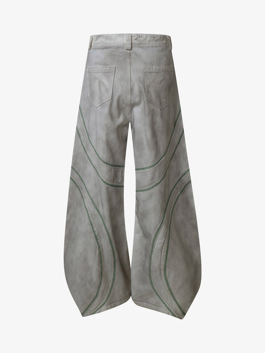 Stylish Wide-Leg Trousers with Unique Embroidered Design for Women