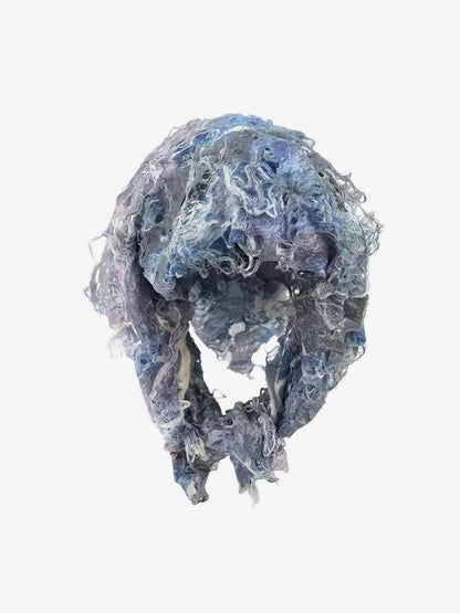 Distressed Denim Scarf with Unique Frayed Edges