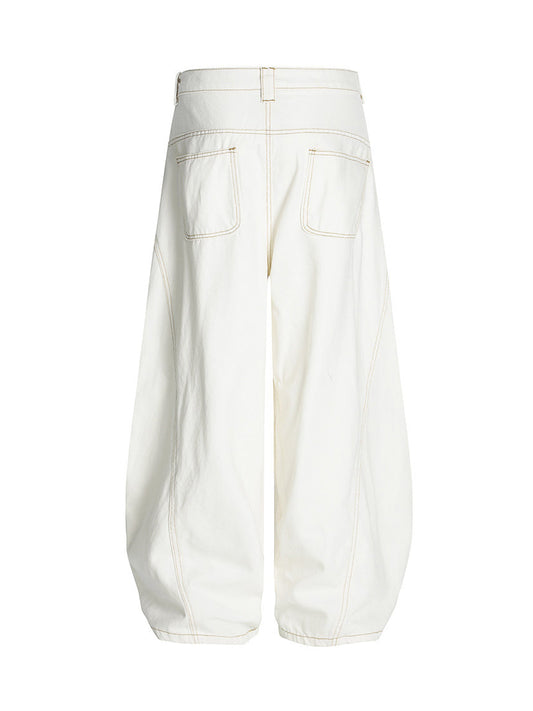 Embroidered Floral Patches Barrel Jeans