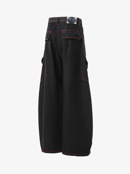 High-Waisted Wide-Leg Cargo Pants with Unique Pocket Design