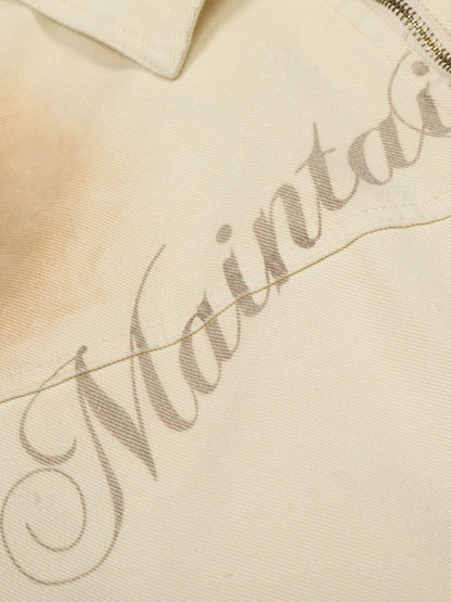 Distressed Graphic Jacket with Unique Dog Illustrations