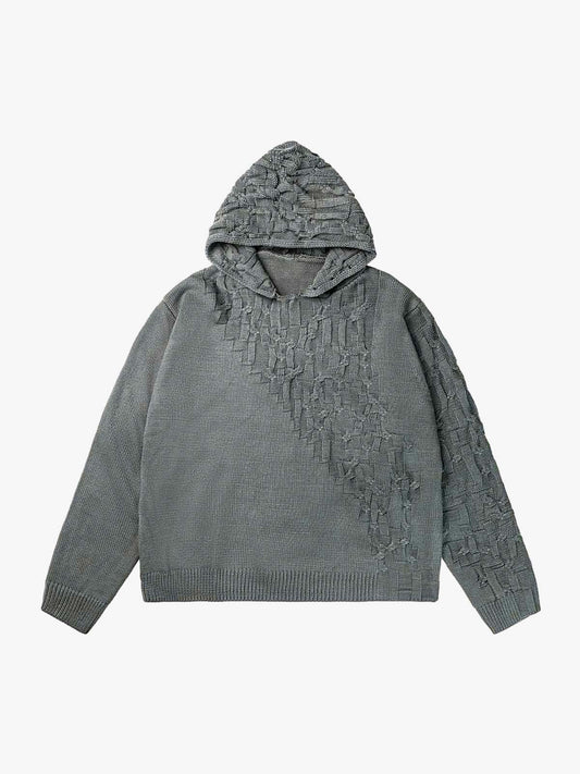 Asymmetric Irregular Knitted Sweater Hoodie