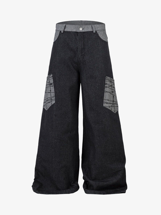 Patch Pocket Baggy Jeans