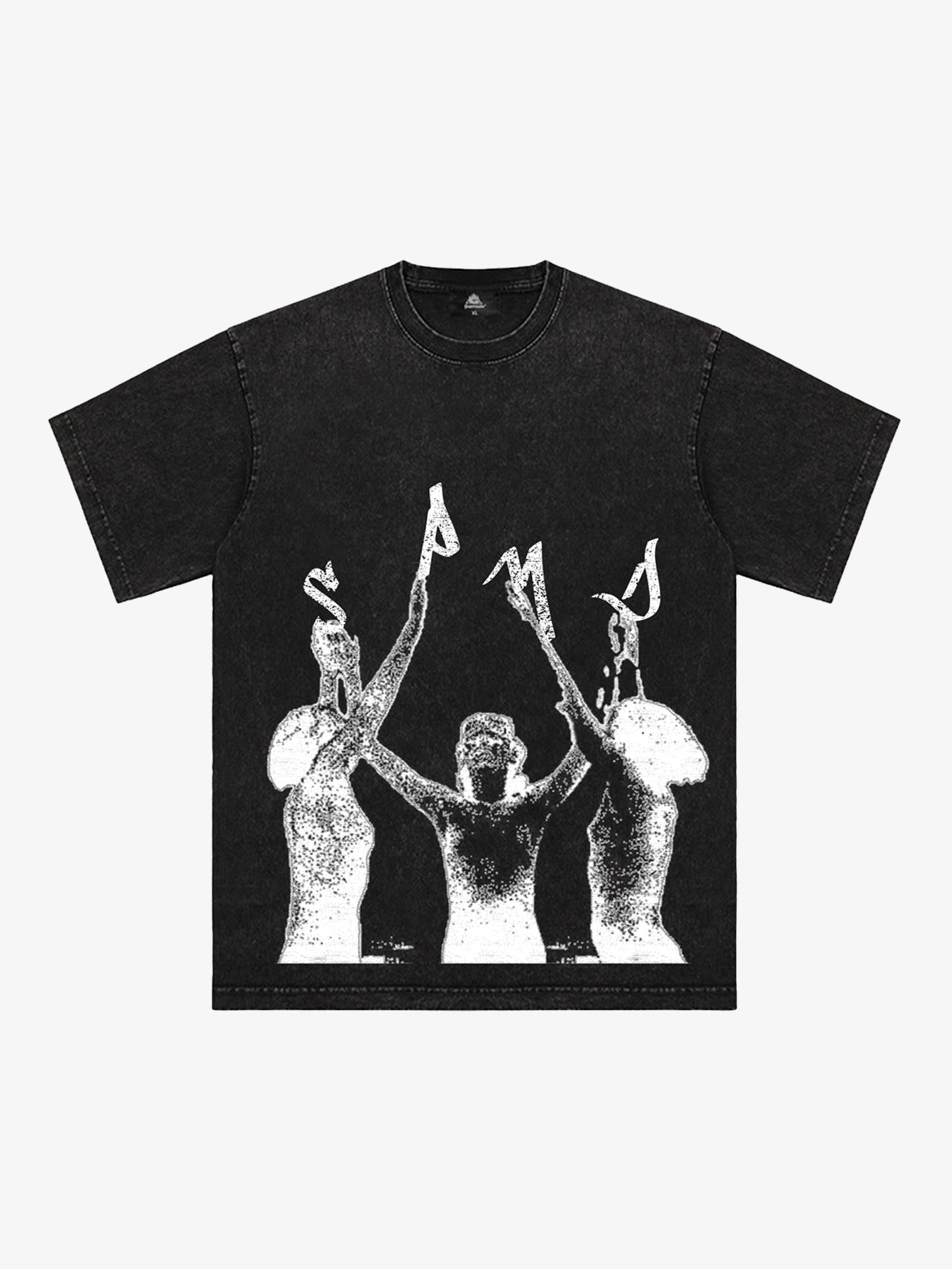 Thesupermade Washed Graphics Fun Letter Print T-shirt