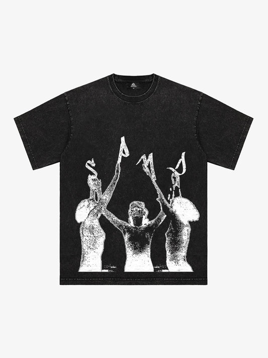 Thesupermade Washed Graphics Fun Letter Print T-shirt