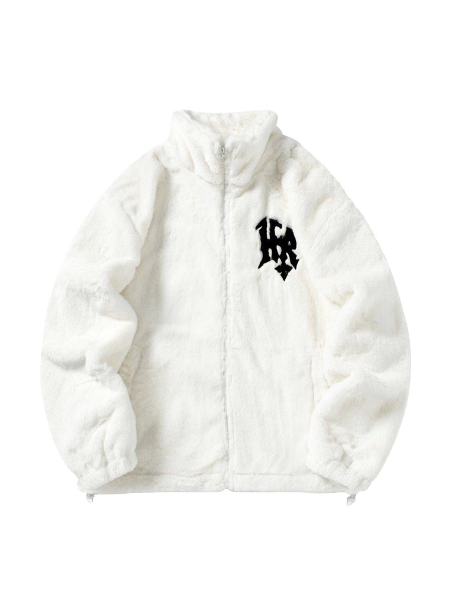 Hip-hop Letter Stand Collar Fur Jacket | Thesupermade®