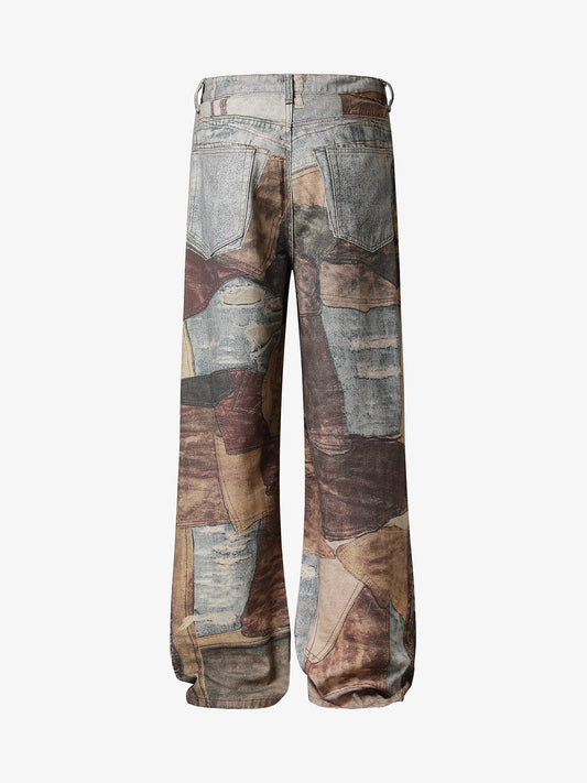 Thesupermade High Street Distressed Washed Printed Jeans - 2246