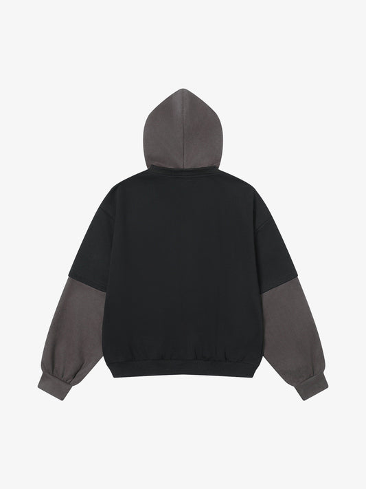 Street Faux Two-Piece Suede Hoodie