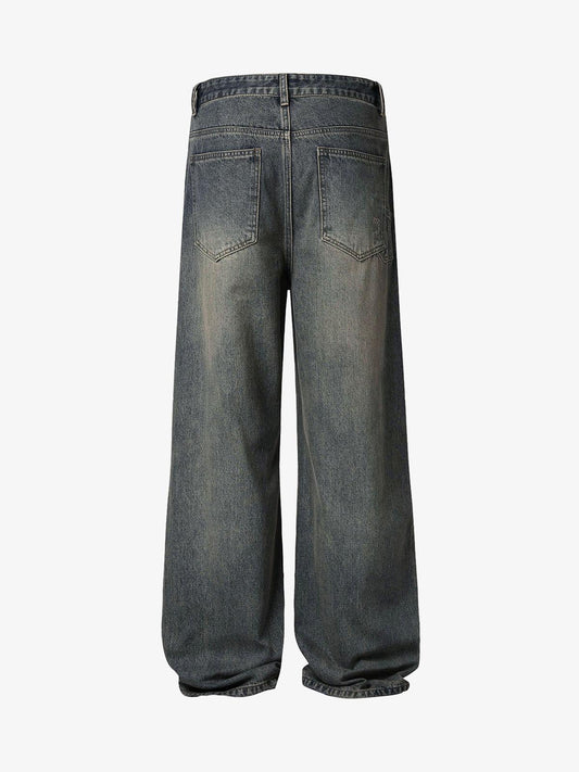 Washed Dirty-Dye Straight Jeans - 2352