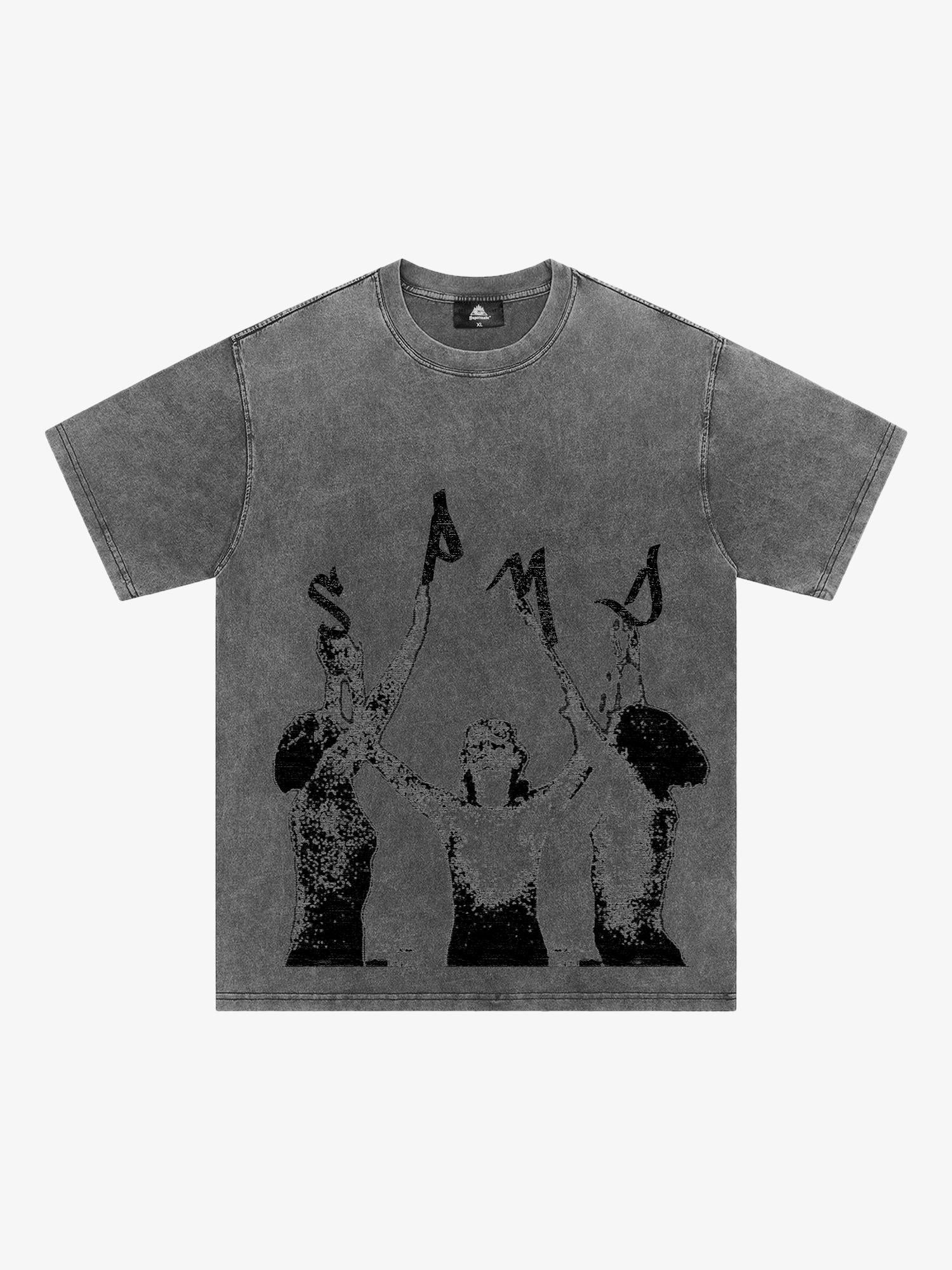 Thesupermade Washed Graphics Fun Letter Print T-shirt