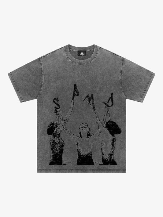 Thesupermade Washed Graphics Fun Letter Print T-shirt