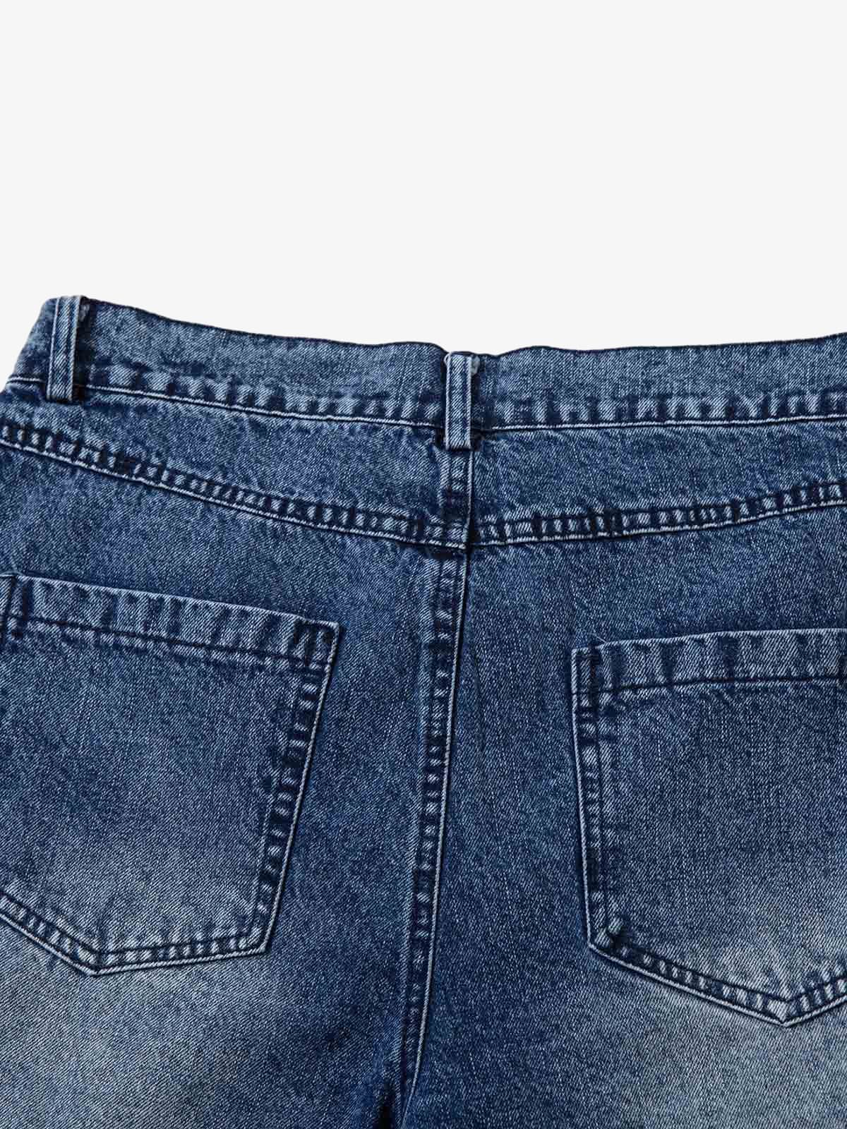 Washed  Print Straight Jeans